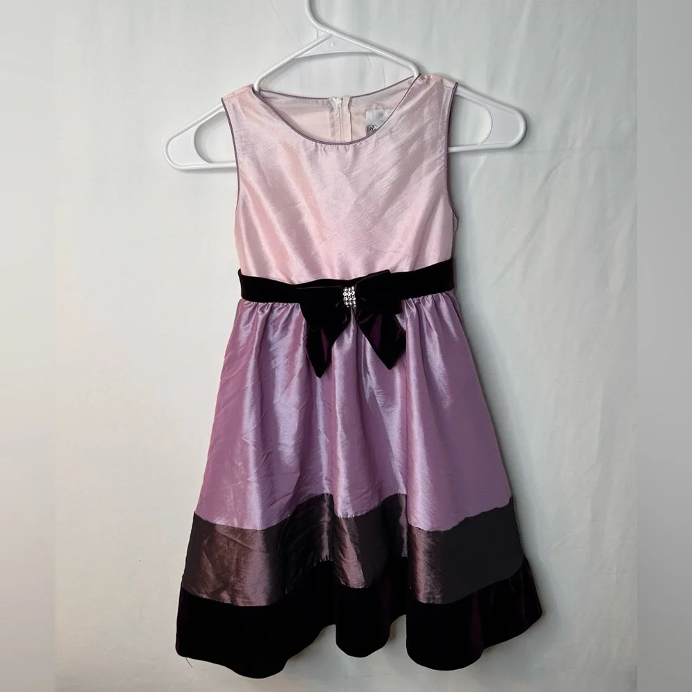 Rare Editions Girl’s Kids Formal Dress Pink and Purple Velvet Size 6X